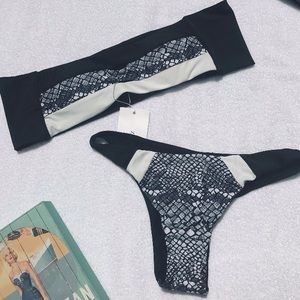 🌿NWT ZAFUL Snakeskin Strapless Bikini Set🌿